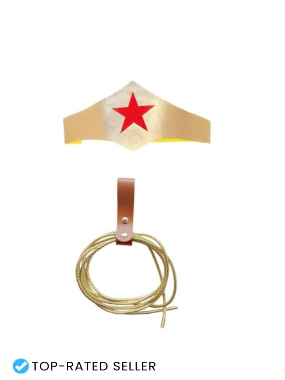 JOLIARUS Halloween Costume Accessory Set Golden Headband 9.8ft Lasso Cosplay
